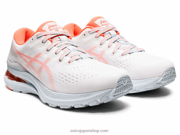 ゲルカヤノ 28 L20V3153Asics ホワイト/フラッシュコーラル