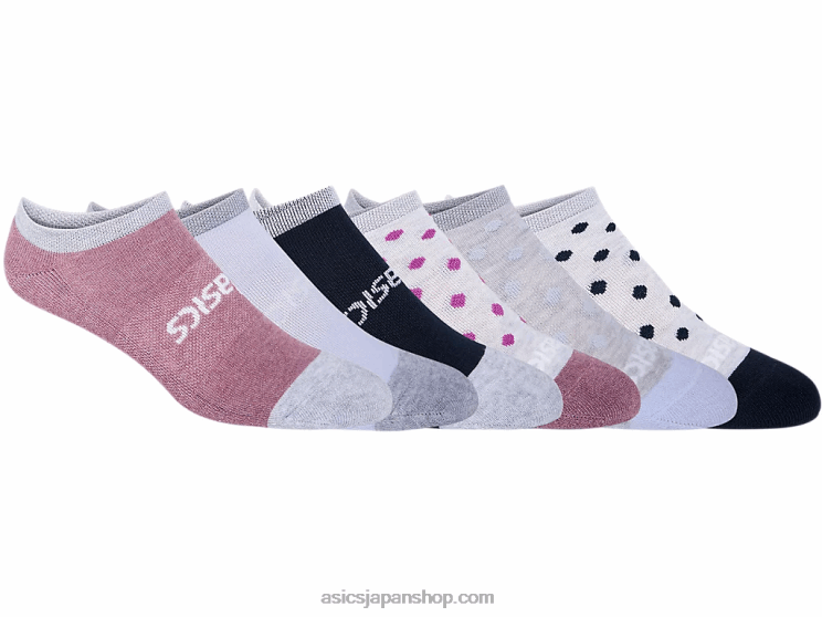 女性用アクセラソックス 6 パック L20V3455Asics ブルー/パープルアソート