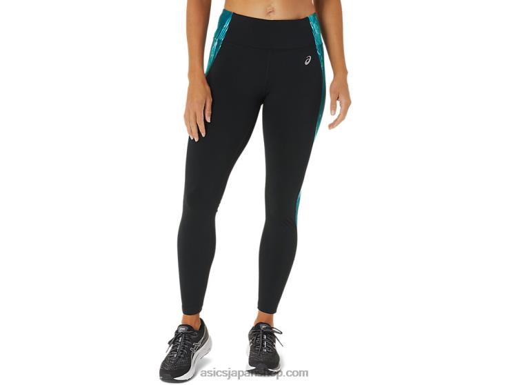 女性用 7/8 パフォーマンスタイト L20V3081Asics ブラック/タイダイベルベットパイン