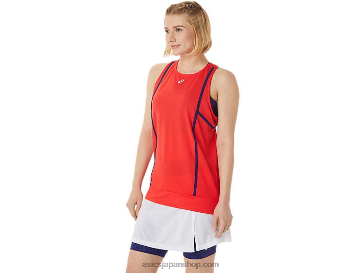 女性用の新しいストロング 92 タンク L20V3060Asics レッドアラート/ダイブブルー