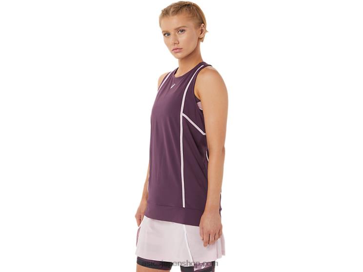 女性用の新しいストロング 92 タンク L20V3284Asics ディーププラム/ベアリーローズ