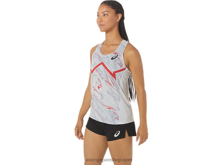 女性用 CJ ライン ライト シングレット L20V2339Asics グレイシャーグレー/エレクトリックレッド