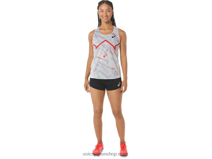 女性用 CJ ライン ライト シングレット L20V2339Asics グレイシャーグレー/エレクトリックレッド
