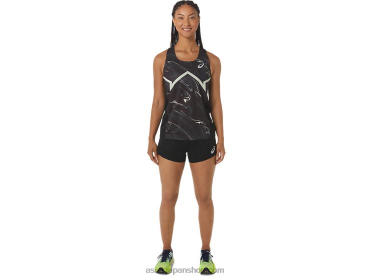 女性用 CJ ライン ライト シングレット L20V2347Asics パフォーマンスブラック/ウィスパーグリーン