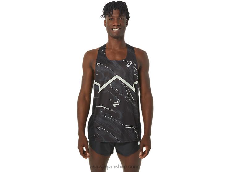 メンズ CJ ライン ライト シングレット L20V245Asics パフォーマンスブラック/ウィスパーグリーン
