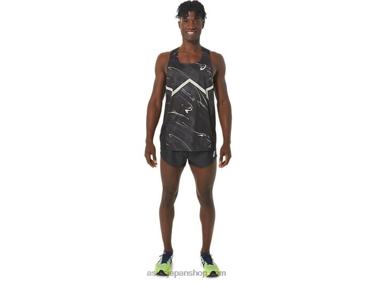 メンズ CJ ライン ライト シングレット L20V245Asics パフォーマンスブラック/ウィスパーグリーン