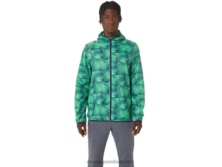 メンズパッカブルジャケット L20V1050Asics タイダイグリーン/ピーコート