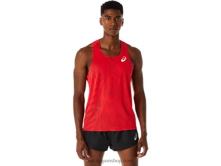 メンズ アクティブリーズ ジャカード シングレット L20V130Asics エレクトリックレッド