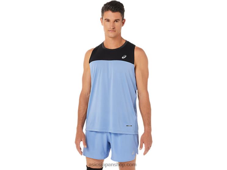 メンズレースシングレット L20V1332Asics パフォーマンス ブラック/ブルー ハーモニー