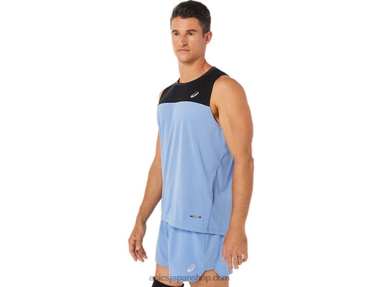 メンズレースシングレット L20V1332Asics パフォーマンス ブラック/ブルー ハーモニー