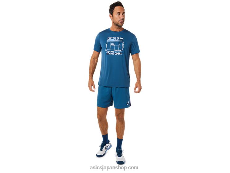 メンズコートカラーブロックショート L20V1493Asics ライトインディゴ