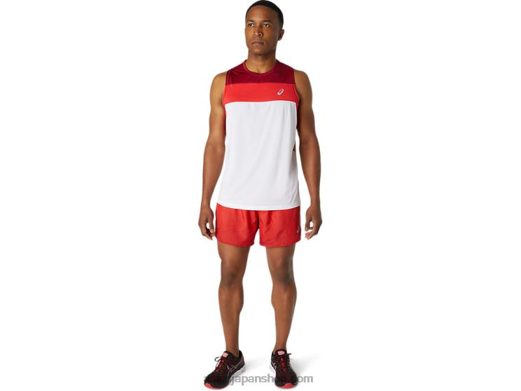 メンズレースシングレット L20V1737Asics ブリリアントホワイト/バーガンディ