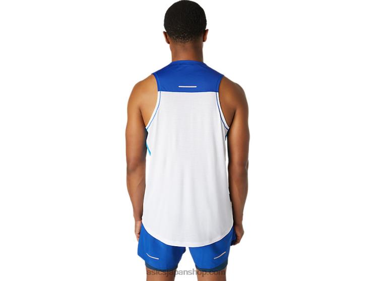 メンズレースシングレット L20V1746Asics ブリリアントホワイト/モナコブルー