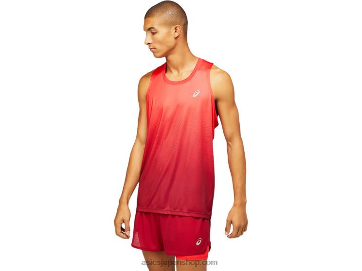 メンズかさねシングレット L20V1798Asics エレクトリックレッド/バーガンディ