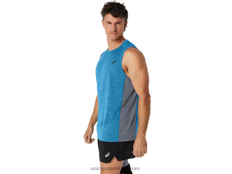 メンズトレインサナマッスルタンク L20V17Asics アイランドブルー/シートロック