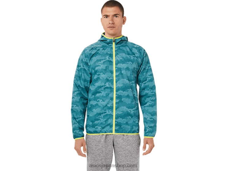 メンズパッカブルジャケット L20V1893Asics ミスティパインプリント/サワーユズ