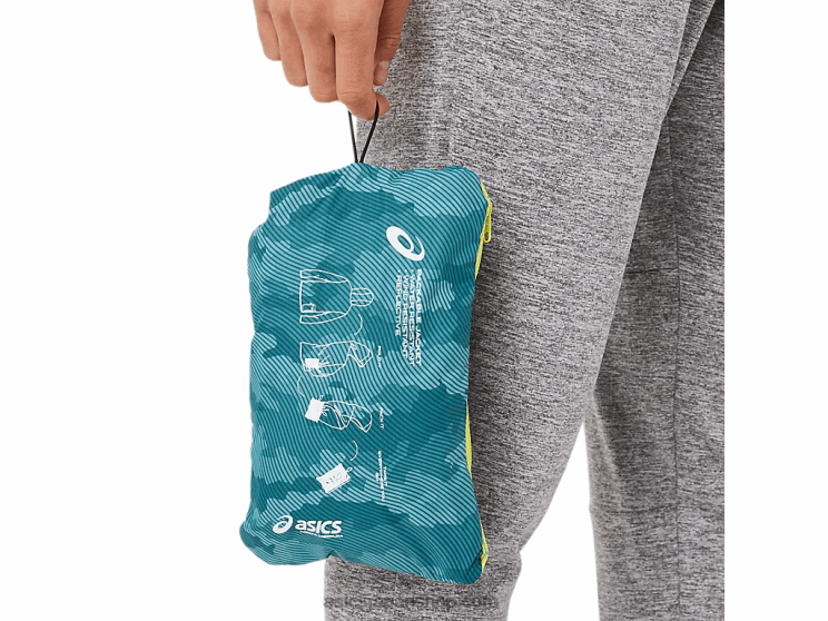 メンズパッカブルジャケット L20V1893Asics ミスティパインプリント/サワーユズ