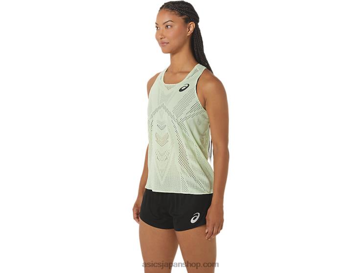 女性用アクティブリーズジャカードシングレット L20V2226Asics ささやきグリーン