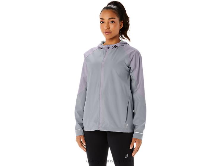 女性の防水ジャケット L20V2328Asics ピエモンテグレー/ダスクバイオレット