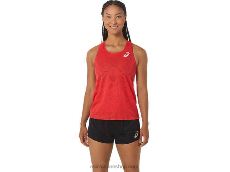 女性用アクティブリーズジャカードシングレット L20V2341Asics エレクトリックレッド