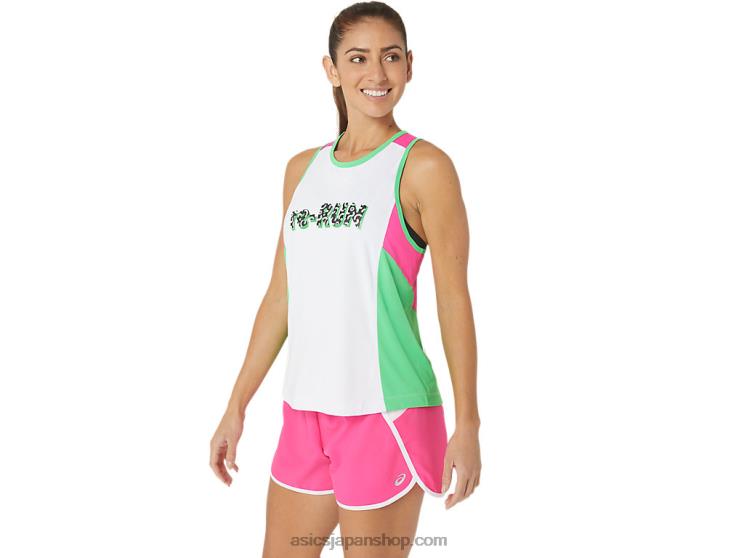 女性用の新しい強力な再利用ランニングシングレット L20V2353Asics ホワイト/トラック/ピンクグロ