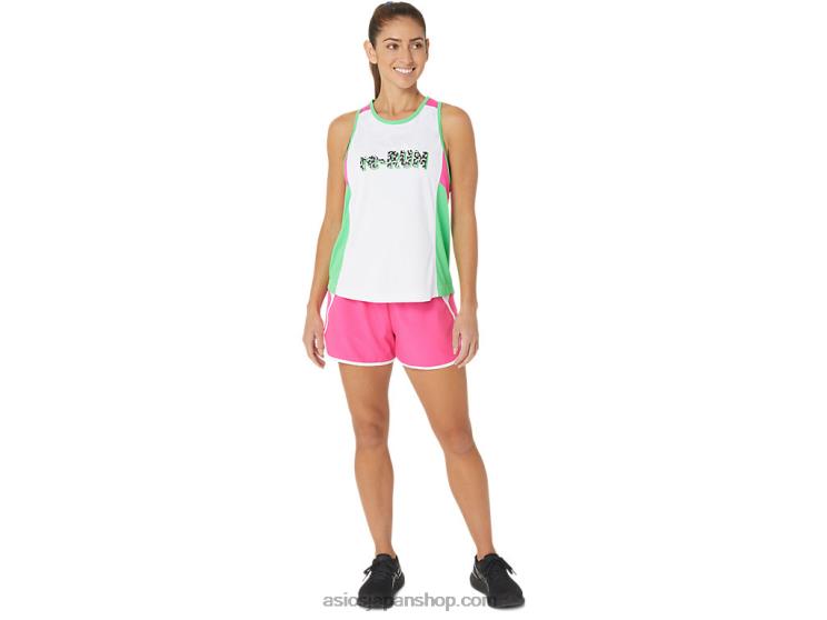 女性用の新しい強力な再利用ランニングシングレット L20V2353Asics ホワイト/トラック/ピンクグロ