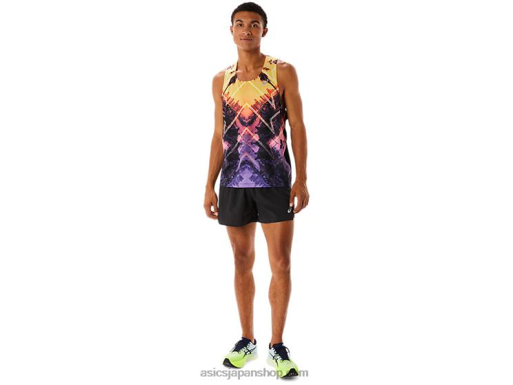 男子マラソンシングレット L20V252Asics ライトオレンジ/オレンジポップ/アメジスト