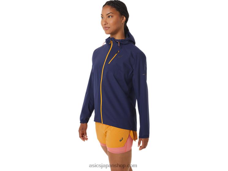 女性用フジトレイル防水ジャケット L20V2535Asics インディゴブルー/サンドストーム