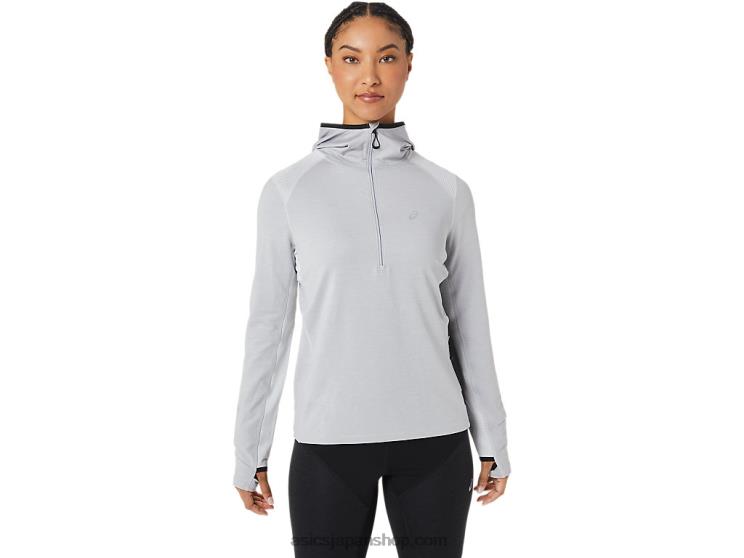 女性のウィンターラン長袖パーカー L20V2764Asics グレイシャーグレーヘザー/ブラック