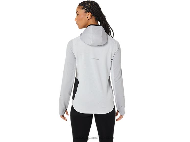 女性のウィンターラン長袖パーカー L20V2764Asics グレイシャーグレーヘザー/ブラック