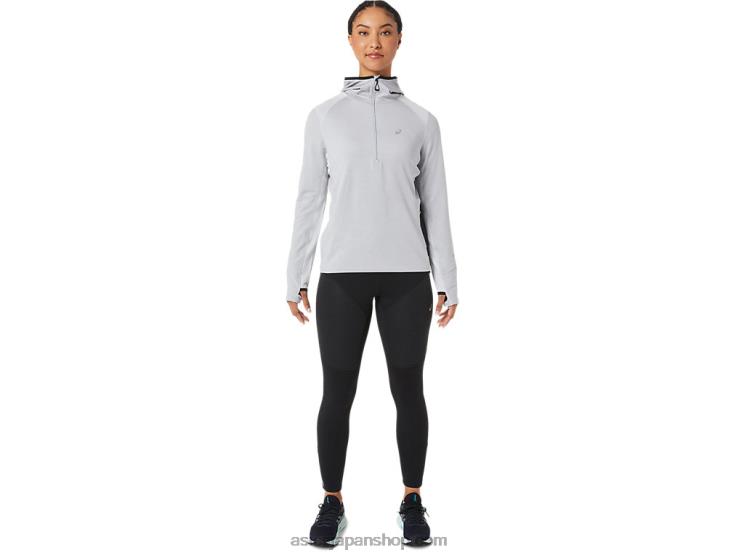 女性のウィンターラン長袖パーカー L20V2764Asics グレイシャーグレーヘザー/ブラック