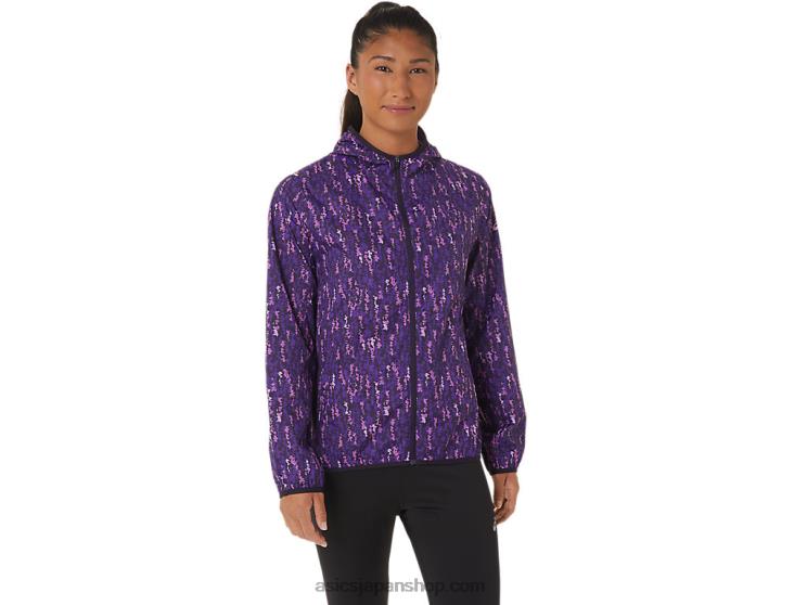 レディースパッカブルジャケット L20V2771Asics 蘭のブラシストローク/ナス科