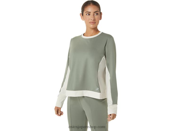 女性用再利用フレアトップ L20V2777Asics 地衣類の緑/樺