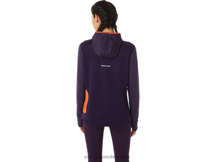 女性のウィンターラン長袖パーカー L20V2791Asics ナイトシェイドヘザー/ノバオレンジ