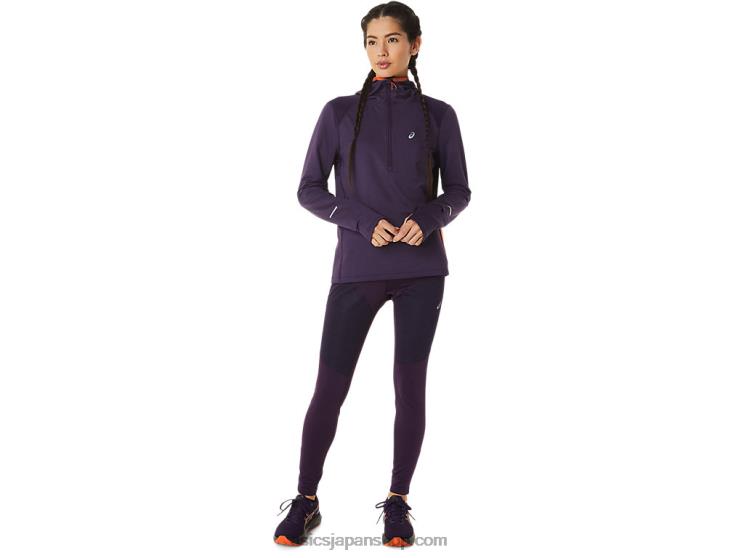 女性のウィンターラン長袖パーカー L20V2791Asics ナイトシェイドヘザー/ノバオレンジ