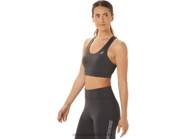 女性のクロスバックストラップブラジャー L20V2956Asics 黒曜石グレー
