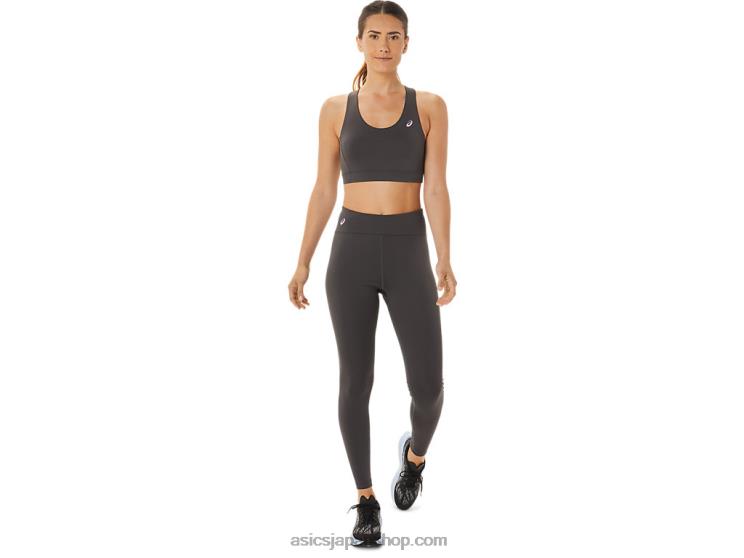 女性のクロスバックストラップブラジャー L20V2956Asics 黒曜石グレー