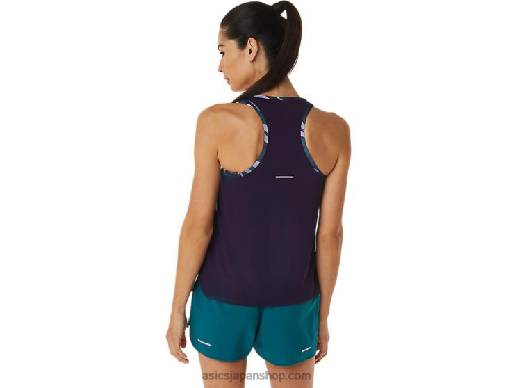 女性用ワイルドカモタンク L20V3027Asics ナイトシェード/ベルベットパイン