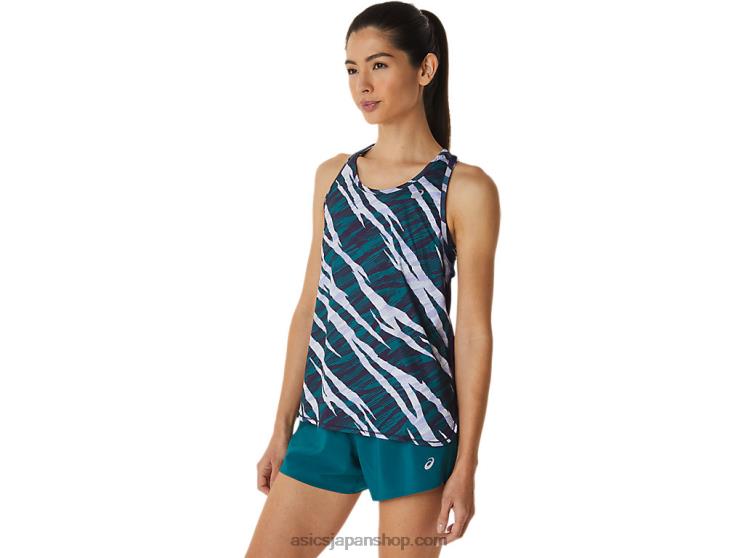 女性用ワイルドカモタンク L20V3027Asics ナイトシェード/ベルベットパイン