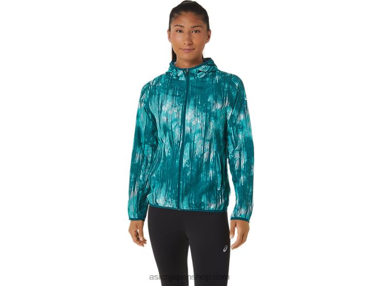 レディースパッカブルジャケット L20V3088Asics シーグラス タイダイ プリント