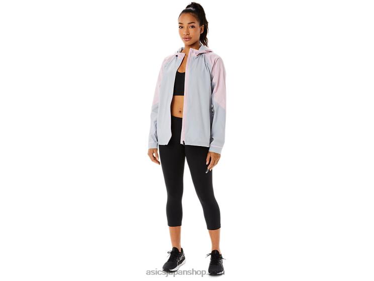 女性の防水ジャケット L20V3333Asics ピエモンテグレー/ベアリーローズ
