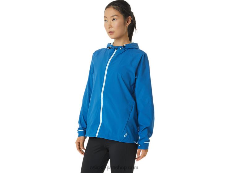 女性の防水ジャケット L20V3341Asics レイクドライブ/クリアブルー