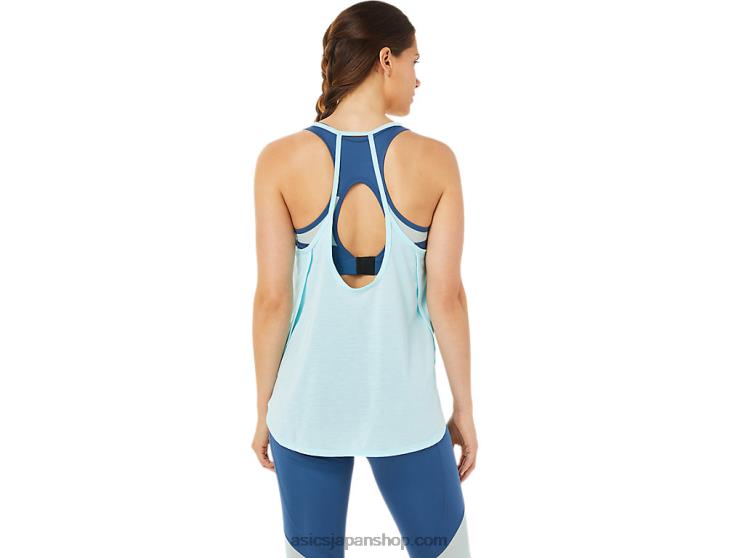 女性のスリットノースリーブトップ L20V3364Asics クリアブルー