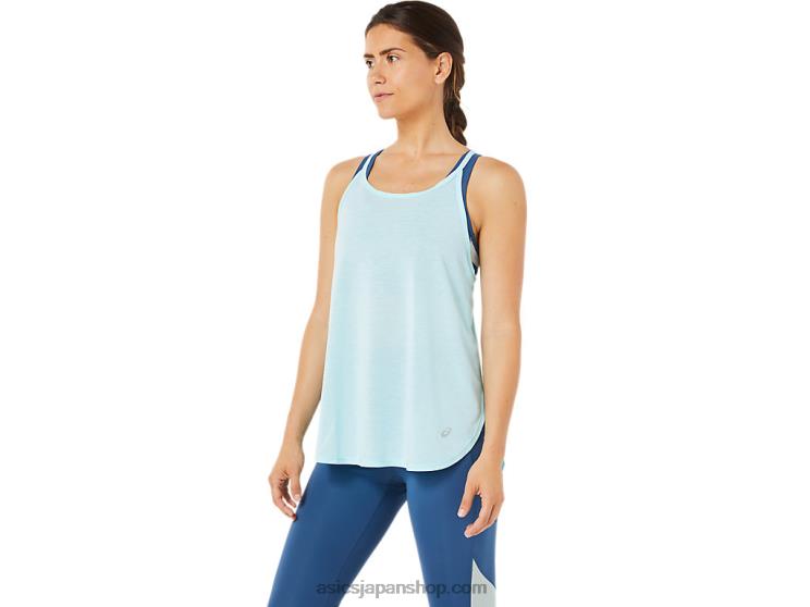 女性のスリットノースリーブトップ L20V3364Asics クリアブルー