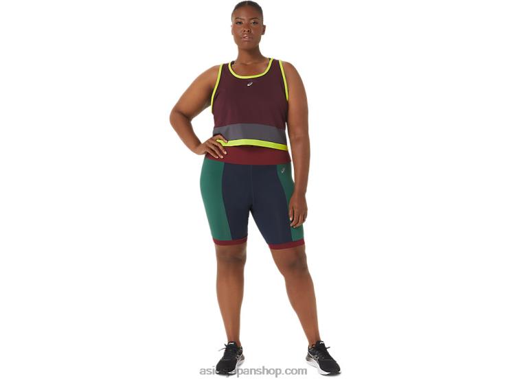 女性用の新しい強力な再利用タンク L20V3367Asics マルーン/スチールグレー