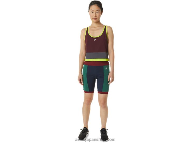 女性用の新しい強力な再利用タンク L20V3367Asics マルーン/スチールグレー