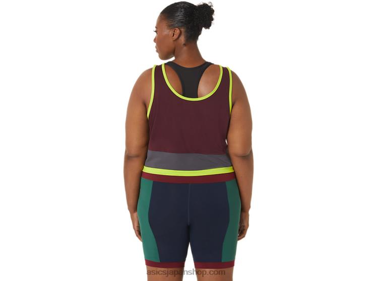 女性用の新しい強力な再利用タンク L20V3367Asics マルーン/スチールグレー