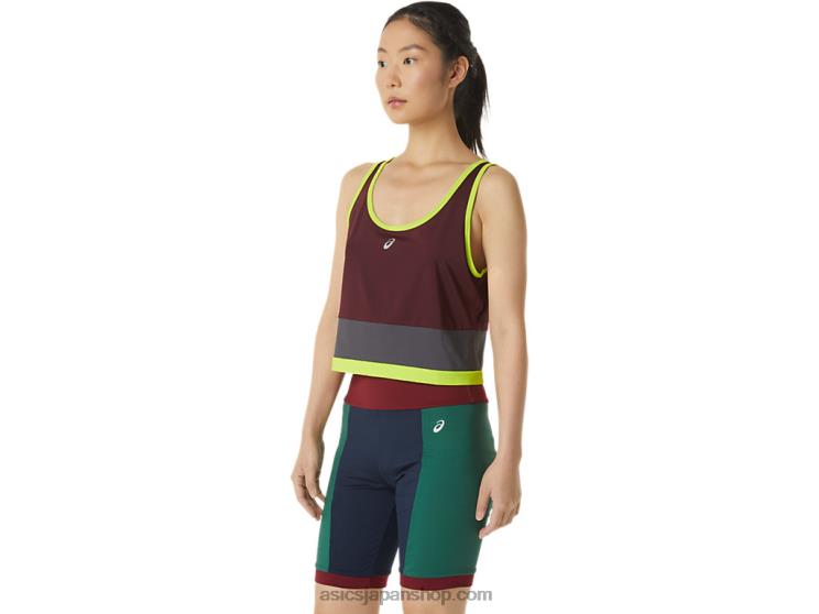 女性用の新しい強力な再利用タンク L20V3367Asics マルーン/スチールグレー