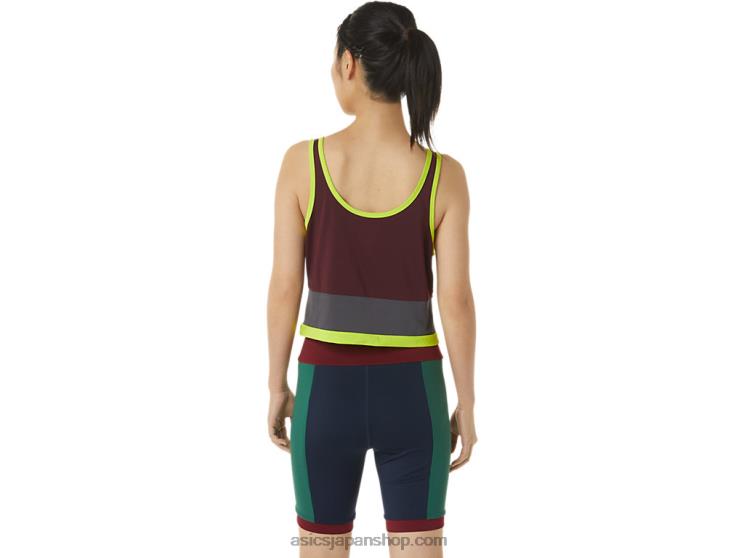 女性用の新しい強力な再利用タンク L20V3367Asics マルーン/スチールグレー