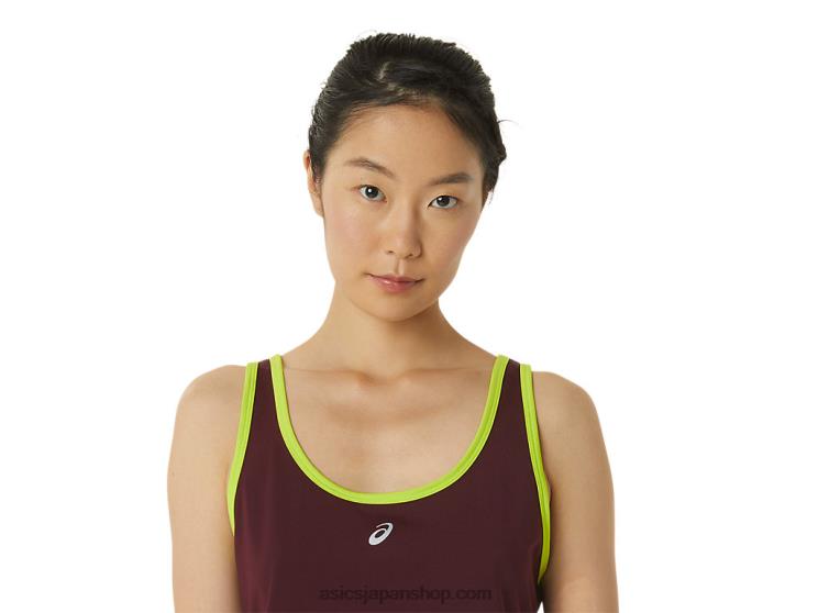 女性用の新しい強力な再利用タンク L20V3367Asics マルーン/スチールグレー